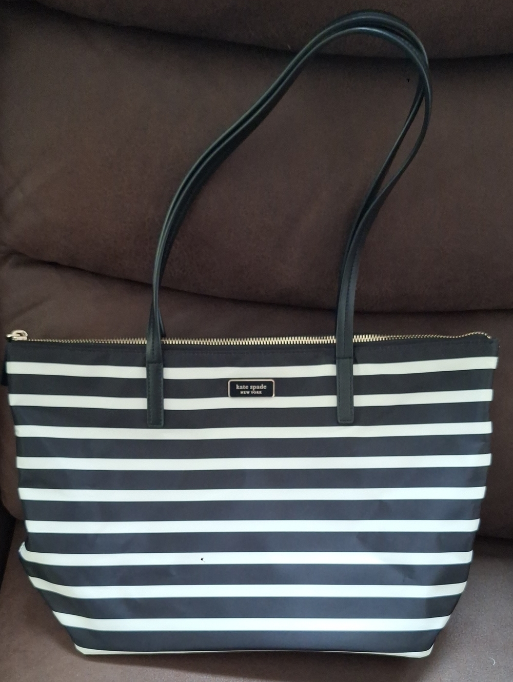kate spade Black and White Striped Shoulder Tote